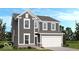 Charming two-story home with gray siding, white trim, and an attached two-car garage at 2151 Bear Oak Way, Shelbyville, IN 46176