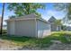 Exterior view of a detached garage with white door and a simple, functional design at 2170 S East St, Indianapolis, IN 46225