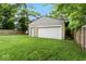 The backyard showcases a garage, lawn, and partial fence at 2610 Caroline Ave, Indianapolis, IN 46218