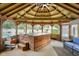 Enclosed sun room features a large hot tub and cozy seating, perfect for entertaining and relaxation at 3707 E Wilson Dr, Mooresville, IN 46158