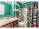 This bathroom features updated sink and vanity, with a shower and tub at 3872 Dusty Sands Rd, Whitestown, IN 46075