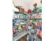 Organized pantry shelves filled with various food items, containers, and a blender on top at 561 Farnham Dr, Westfield, IN 46074