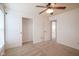 Bedroom featuring neutral carpet, a ceiling fan, and closet at 6471 W Clearview Dr, McCordsville, IN 46055