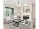 Comfortable living room with a fireplace, neutral tones, and large windows for natural light at 6691 Beekman Pl, Zionsville, IN 46077