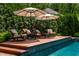 Inviting poolside area with lounge chairs and umbrellas, perfect for outdoor relaxation at 7341 Washington Blvd, Indianapolis, IN 46240