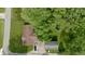 Aerial view of the property showcasing the house, garage, yard, and surrounding neighborhood at 771 Doran Ave, Shelbyville, IN 46176