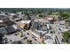 This aerial shows the dense urban area with commercial and residential buildings tightly packed together in the city at 806 Shelby St, Indianapolis, IN 46203