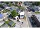 Aerial view of the home, showcasing its yard, parking, and surrounding neighborhood at 806 Shelby St, Indianapolis, IN 46203