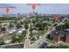Wide aerial shot showcasing the home's location near Lucas Oil Stadium and downtown Indy at 806 Shelby St, Indianapolis, IN 46203
