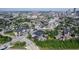 Wide aerial shot of the neighborhood, showcasing the house in its surroundings at 806 Shelby St, Indianapolis, IN 46203