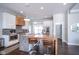 Modern kitchen with stainless steel appliances, granite countertops, and a breakfast bar at 806 Shelby St, Indianapolis, IN 46203