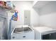 Functional laundry room featuring a washer, dryer, and shelving for storage and laundry supplies at 806 Shelby St, Indianapolis, IN 46203