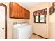 Practical laundry room with overhead cabinets and a window providing natural light at 8534 Helmsman Cir, Indianapolis, IN 46256