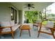 Comfortable covered patio featuring ceiling fan and neutral furniture perfect for outdoor living and relaxing at 1015 Fox Hill Dr, Indianapolis, IN 46228