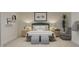 Contemporary bedroom featuring stylish ottomans, a streamlined bed, and modern decor at 16906 Daly Dr, Noblesville, IN 46062