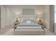 Bright bedroom with a neutral palette, soft blue and beige bedding, and modern art at 16906 Daly Dr, Noblesville, IN 46062