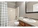 Bathroom featuring a shower-tub combination, a white toilet, and a vanity with a mirror at 19489 Prairie Crossing Dr, Noblesville, IN 46062