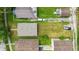 Overhead view capturing the layout of homes, driveways, and neighboring yards in the residential area at 2524 E 17Th St, Indianapolis, IN 46218