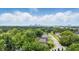 Scenic aerial view showcasing lush green trees, neighborhood streets, and the distant city skyline at 2524 E 17Th St, Indianapolis, IN 46218