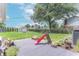 Large landscaped backyard with multiple outdoor features at 2875 E Woodside Dr, Mooresville, IN 46158