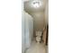 This bathroom has a shower with a white curtain, neutral walls, and a towel rack on the wall at 46 Hawthorne Ct, Carmel, IN 46033