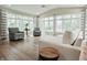 Bright living room featuring hardwood floors, neutral furniture and an abundance of natural light at 46 Hawthorne Ct, Carmel, IN 46033