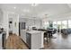 Modern kitchen with gray cabinets, stainless steel appliances, and a granite island at 6448 Schad Dr, Noblesville, IN 46062