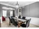 Formal dining room with wainscotting, elegant chandelier, and seating for six is perfect for Gathering meals at 6771 Woodcliff Cir, Zionsville, IN 46077