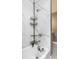 Shower and bathtub in marble surround with chrome hardware and corner caddy at 7743 Camelback Dr, Indianapolis, IN 46250