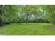 A vast, lush green backyard adorned with mature trees and a clear blue sky, perfect for outdoor activities at 8818 Mathews Rd, Indianapolis, IN 46259