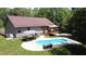 Backyard view of a home featuring a refreshing swimming pool, outdoor seating, and grilling area at 11059 W Old Nashville Rd, Columbus, IN 47201