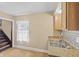 Kitchen features stainless sink, laminate countertops and patterned backsplash at 113 N Munsie St, Indianapolis, IN 46229
