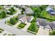 Aerial view of well-maintained homes, green lawns, and mature trees in the neighborhood at 1163 Meadowlark Dr, Greenwood, IN 46143