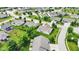 An aerial view of a neighborhood showcasing a well-kept lawn with mature trees and surrounding greenery at 1163 Meadowlark Dr, Greenwood, IN 46143