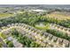 Overhead shot of a residential area with a pond, green space, and neat rows of houses at 1181 S Aberdeen Dr, Franklin, IN 46131