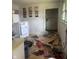 Interior kitchen view showing significant damage and debris at 1214 Wallace Ave, Indianapolis, IN 46201