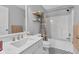 Clean bathroom with a single sink and a shower/tub combo at 12234 Limestone Dr, Fishers, IN 46037