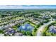Aerial view showing planned community, featuring mature trees and a central pond feature at 15529 Mission Hills Dr, Carmel, IN 46033