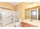 Bathroom with stand-up shower, framed mirror, and light fixture at 15946 Marsala Dr, Fishers, IN 46037