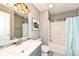 Bathroom vanity with decorative mirror and mosaic tile at 2020 Treving Dr, Cicero, IN 46034