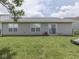 Backyard with grassy lawn, small slide, patio, and space for outdoor activities at 2734 Newaygo Dr, Indianapolis, IN 46217