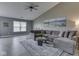 Comfortable living room with a large sectional sofa, vaulted ceilings, and contemporary decor at 2734 Newaygo Dr, Indianapolis, IN 46217