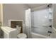 Bathroom featuring a shower and tub combo and blue floral shower curtain at 3019 E Berwyn St, Indianapolis, IN 46203