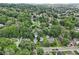 An aerial view showing a mix of homes surrounded by lush greenery in a quiet residential area at 409 N Sycamore St, Martinsville, IN 46151