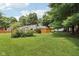 Expansive backyard with lush green grass, mature trees, and wooden fence providing privacy and serenity at 409 N Sycamore St, Martinsville, IN 46151