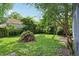 Lush backyard featuring green grass and a shed, perfect for outdoor enjoyment and storage at 524 S Arlington Ave, Indianapolis, IN 46219