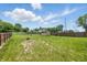 Large, fenced backyard with a utility shed at 5503 Antoneli Ln, Indianapolis, IN 46237