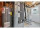 Basement utility area with water heater, HVAC, and utility sink at 5503 Antoneli Ln, Indianapolis, IN 46237