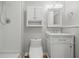 Clean bathroom featuring a shower and a modern vanity with ample cabinet space at 5503 Antoneli Ln, Indianapolis, IN 46237