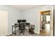 Bedroom transformed to a workspace with modern desk at 5775 Bluff View Ln, Whitestown, IN 46075